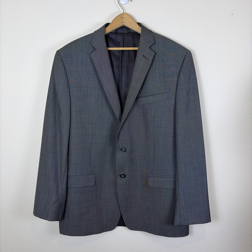 Calvin Klein Men's Blazer Sport Coat Size 44R‎ Gray 100% Wool Slim Fit 2 Button